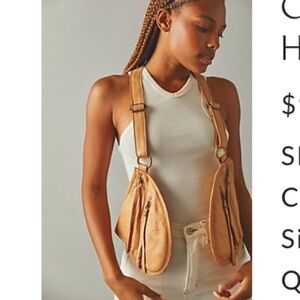 Free People Olympia Leather Harness Bag Tan Toffee NWOT